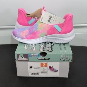 Girls Sketchers Shoes Sizes 2 & 3 Multicolor Step-In Sneakers NWT